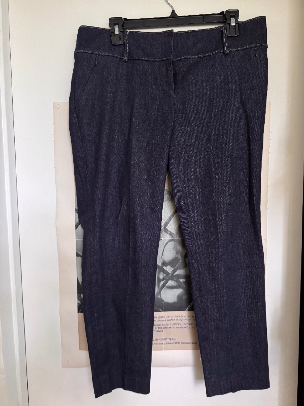 Ann Taylor Dark Wash Denim Ankle Length Trouser Pants Size 10 Side Zip